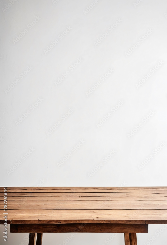 Aufkleber White background with an empty wooden table and plenty of room for your branding and copy. Use as a montage for a product display. Vintage style concept