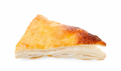 Puff pastry. One delicious fresh bun isolated on white