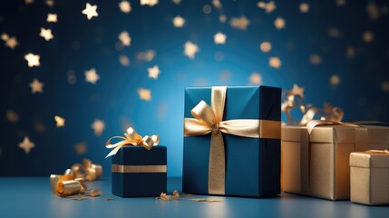 Blue Gifts Gleaming with Golden Accents