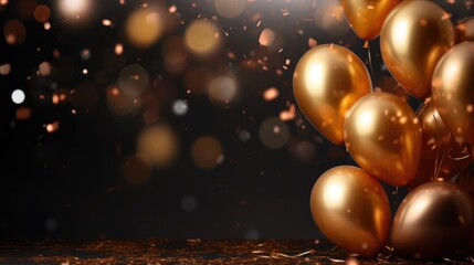 Obraz na płótnie Canvas Festive Joy: Confetti and Gold Balloons