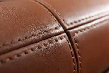 Obraz premium Texture of brown leather as background, closeup