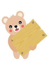 Funny teddy bear holding a wooden sign board - 787263228