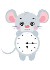 Cute mouse with clock inside