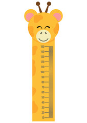 Cute face giraffe standing on a ruler for baby - 787263249
