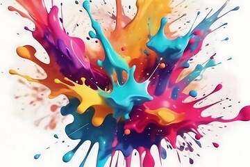 Obraz premium Vibrant Multicolor Paint Splash , Multicolor Splash on White, Liquid Paint Splash