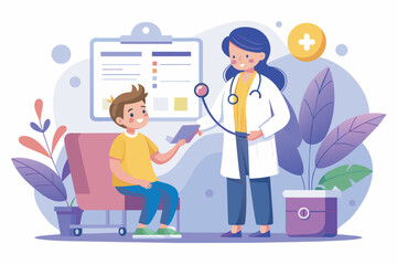 Communication between a kid and doctor, asking question to the doctor, kid care web load page