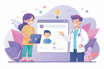 Communication between a kid and doctor, asking question to the doctor, kid care web load page