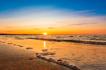Picturesque sunset on the Polish Baltic Sea during sunset