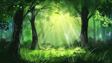 A mystical forest backdrop background designed by an AI art generator - obrazy, fototapety, plakaty