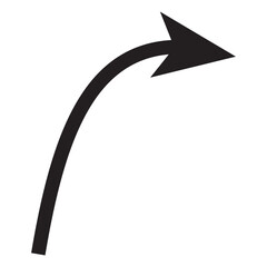 Red curved arrow sign, symbol and icon for business or website button decoration in isolated light background. Vector illustration