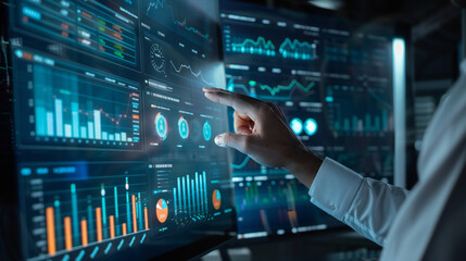 Businessman checking stock market data