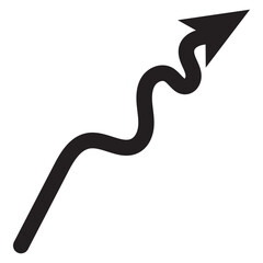 Red curved arrow sign, symbol and icon for business or website button decoration in isolated light background. Vector illustration