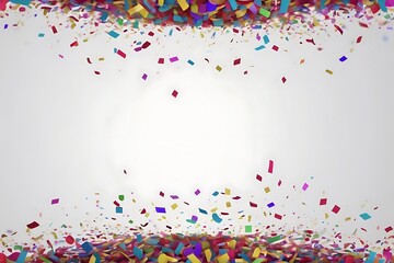 Fototapeta premium Colorful Confetti Celebration on Grey Background, Vibrant Confetti Overlay with Dynamic Color Swirls