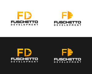 FD letters monogram construction helmet logo design.