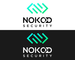 Letter N monogram security technology company logo design.