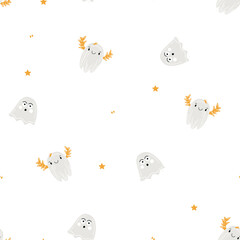 halloween seamless pattern with ghosts