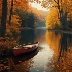 Serpentine River Cutting Through Autumn Woods
