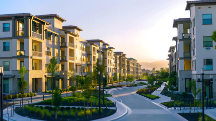 Obraz premium New apartment buildings Residential area with modern apartment buildings : Generative AI
