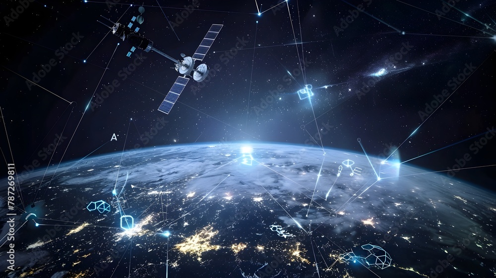 Aufkleber Digital Infrastructure: A Dynamic Visualization of Earth's Global Communications Network