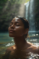 Fototapeta premium Beautiful woman in romantic lagoon