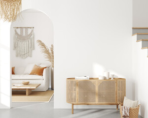 Home interior background, modern interior, blank wall, 3D render