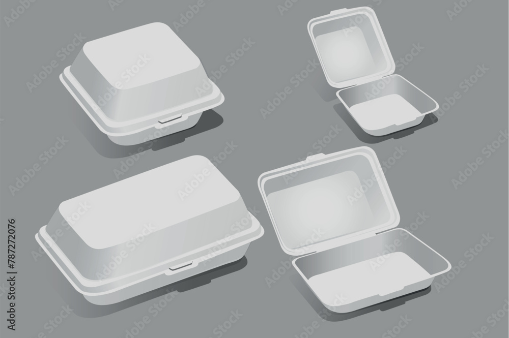 Poster a collection of plastic containers for food mockups in realistic 3d design. black and white image of