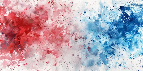 Abstract blue-white-red watercolor background in the colors of flags of different states
