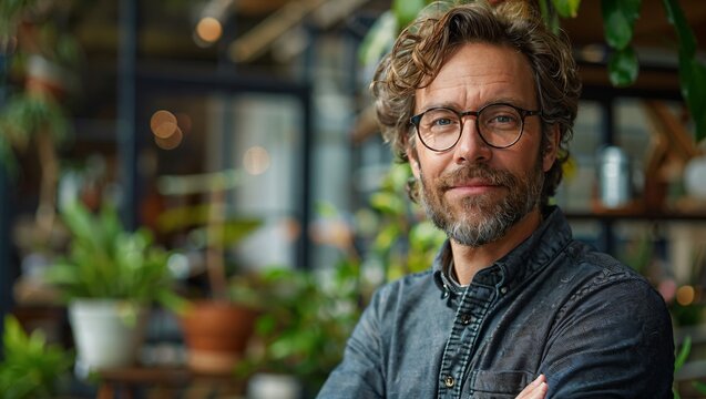 Sustainability consultant in a green office environment