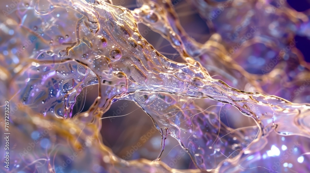 Poster a crosssection of an tissue reveals a network of thin stringlike s interwoven within the cells.