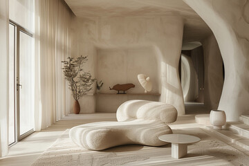 Minimalist Lounge with Organic Design Elements.