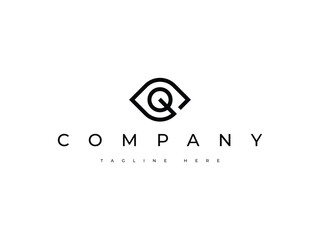 optical eye letter Q line logo design