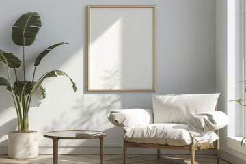 Frame mockup, Inviting Living Room Interior with Modern Furniture, high-resolution (300 DPI)