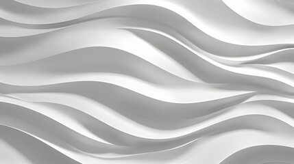 Elegant 3D White Wave Pattern Casting Shadows for Luxurious Wall Panel Art