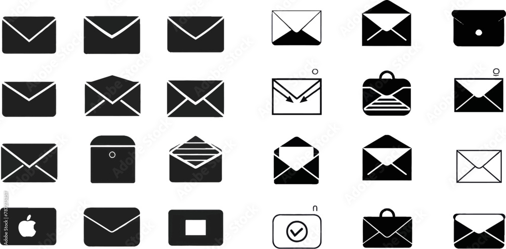 Poster email inbox messages, office mailbox and sending emails silhouettes vector