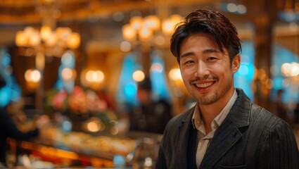 Fototapeta premium Hospitality manager ensuring guest satisfaction in a luxury hotel