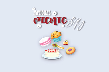 Vector Happy National Picnic day post celebration card , banner, template and poster background design