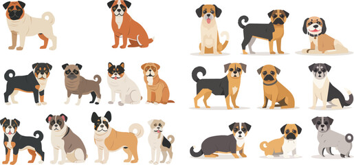 Shiba inu, german shepherd, beagle, pug, dachshund and husky