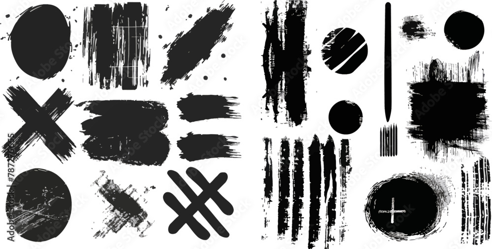 Poster Brush strokes.Distress ink shapes, blobs and curves