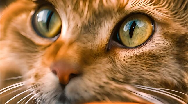 Stripes and Stare, A Close-Up of a Tabby Cat's Hypnotic Eyes
