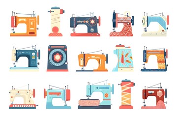 Collection of machines and equipment icons for transportation and construction industry