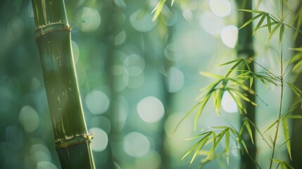 Layers of defocused bamboo stalks create a calming and peaceful atmosphere for a collection of...