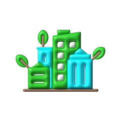 Green city 3d vector icon. Green, city, 3d, icon, urban, eco city, infrastructure, design, architecture, smart, development, community, eco-urban on white background vector. Green city vector 3D icon.