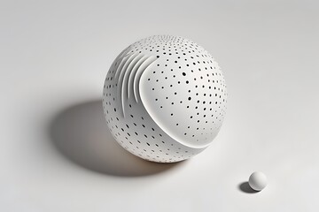 A minimalist design of simple 3D white ball floating in a room, casting a soft shadow
