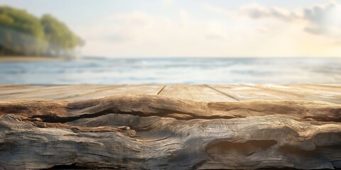 The aged texture of a wooden pier invites the viewer to an ocean horizon, prompting reflections on journeys and time - obrazy, fototapety, plakaty