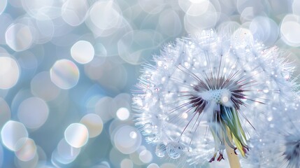 Naklejka premium Dandelions that love dew