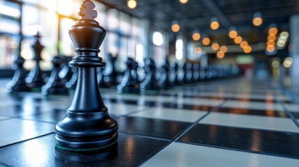 Chess pawns banner  symbolizing challenge, critical decisions, and strategic moves