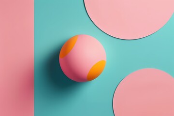A minimalist design of simple 3D Pastel ball floating in a room, casting a soft shadow
