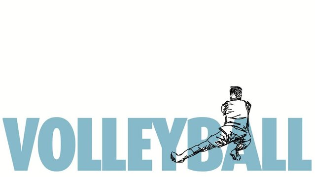 Animated icon of volleyball players in action.