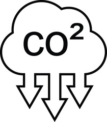 Reduce co2 gas icon set. carbon reduction cloud sign. cut c02 pictogram. zero carbon emission. zero greenhouse gas low co2 logo. cut carbon bubble vector.