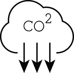Reduce co2 gas icon set. carbon reduction cloud sign. cut c02 pictogram. zero carbon emission. zero greenhouse gas low co2 logo. cut carbon bubble vector.